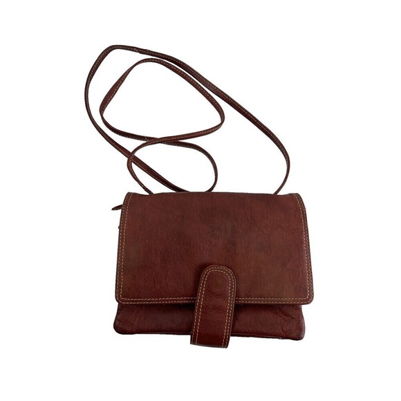 Chaos Leather Crossbody Purse Red Flap Snap Organizer Credit Card ID Multi Zip - Picture 1 of 16